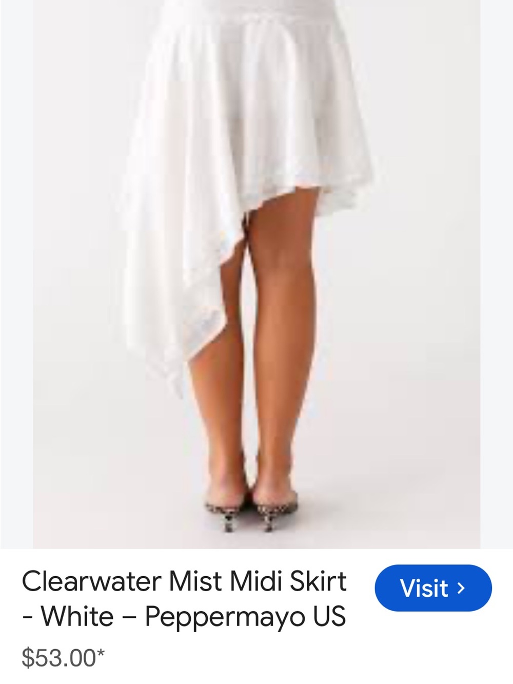 Peppermayo White Asymmetrical High-Low Skirt